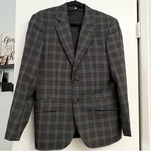 Hardy Amies Black Gray Brinsley Mini Check Sport Jacket Size 38R
